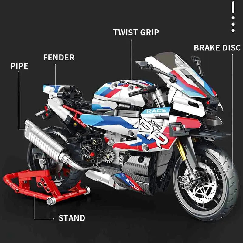 Building Blocks MOC BMW Racing Motorcycle Bikes Bricks Toys 82005 Construction Set Toys - 5