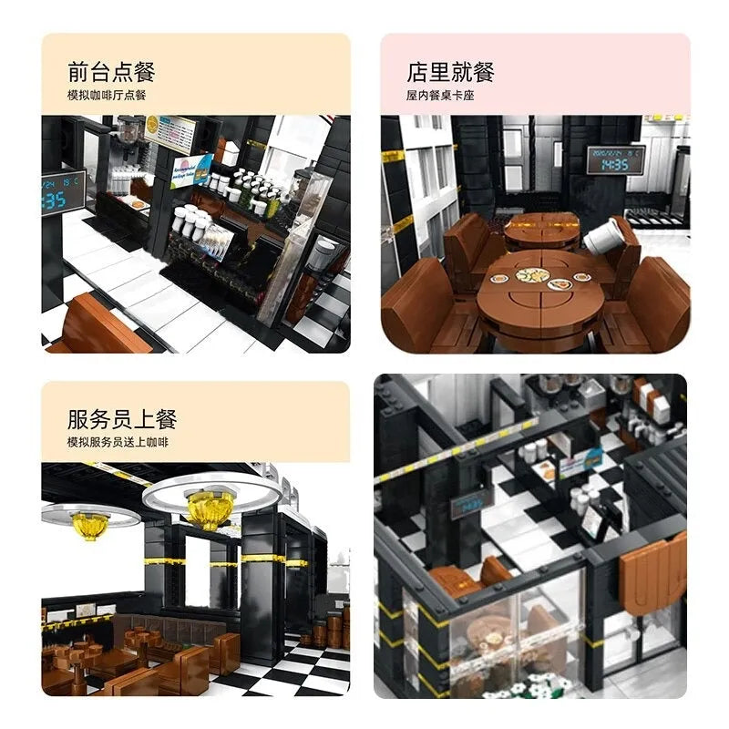 Building Blocks MOC Creator Expert City Corner Coffee Shop Bricks Toy Construction Set Toys - 11
