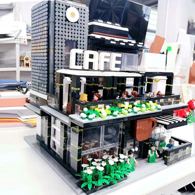 Building Blocks MOC Creator Expert City Corner Coffee Shop Bricks Toy Construction Set Toys - 17