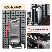 Thumbnail for Building Blocks MOC Creator Expert City Corner Coffee Shop Bricks Toy Construction Set Toys - 10