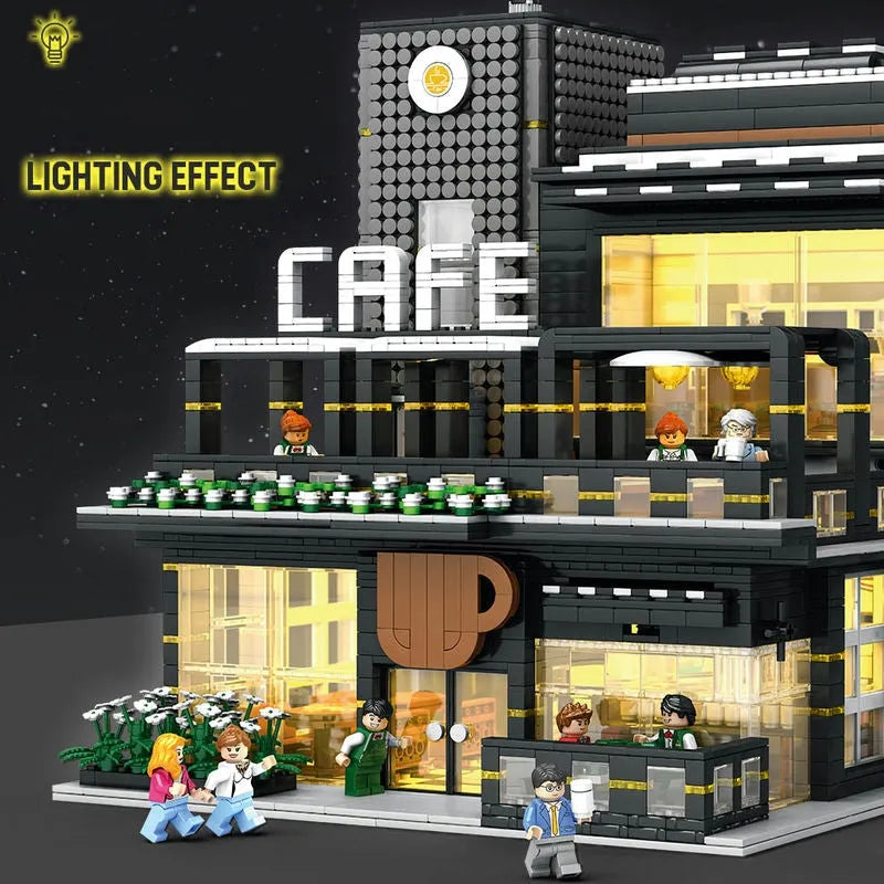 Building Blocks MOC Creator Expert City Corner Coffee Shop Bricks Toy Construction Set Toys - 13