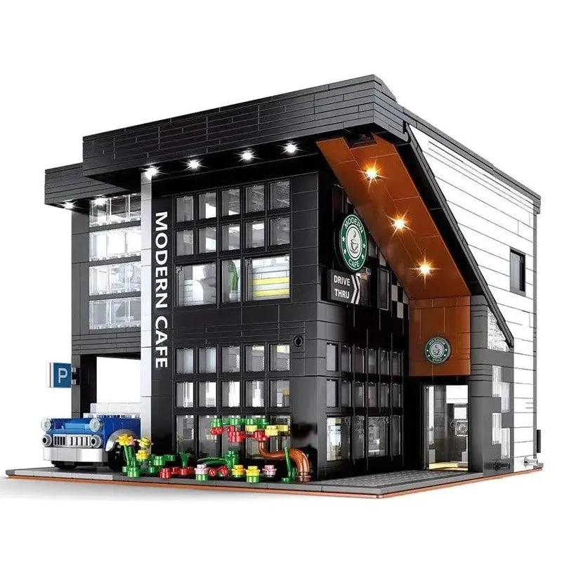 Building Blocks MOC Creator Expert City Corner Modern Cafe Bricks Toys 86005 - 1