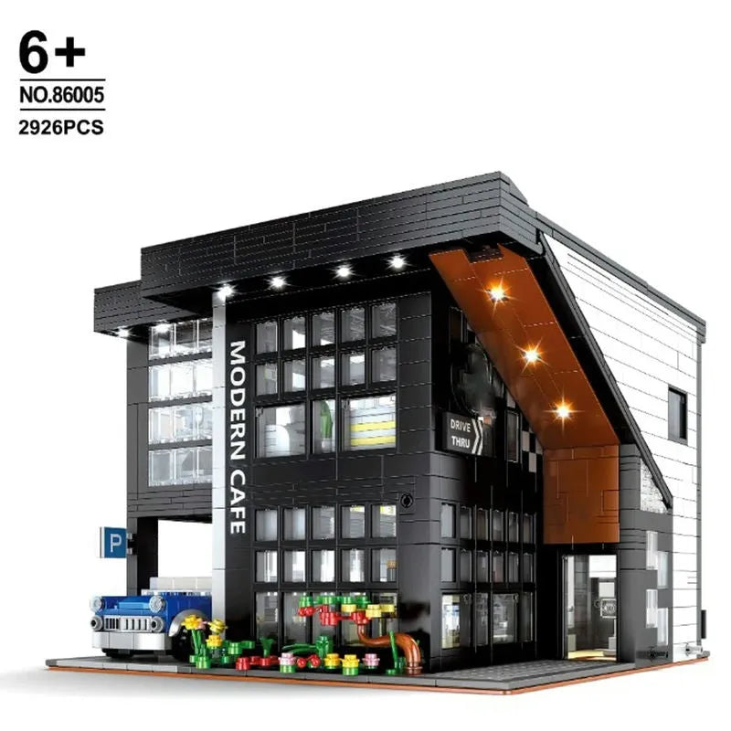 Building Blocks MOC Creator Expert City Corner Modern Cafe Bricks Toys 86005 - 4