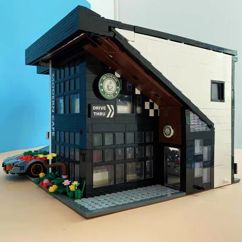 Building Blocks MOC Creator Expert City Corner Modern Cafe Bricks Toys 86005 - 9