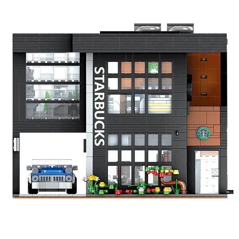 Building Blocks MOC Creator Expert City Corner Modern Cafe Bricks Toys 86005 - 8