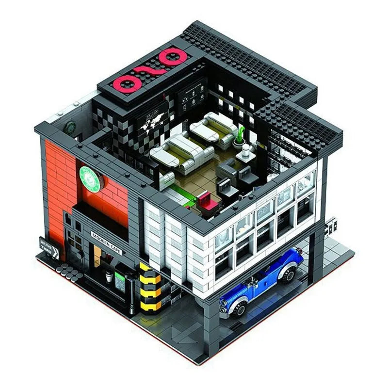 Building Blocks MOC Creator Expert City Corner Modern Cafe Bricks Toys 86005 - 5