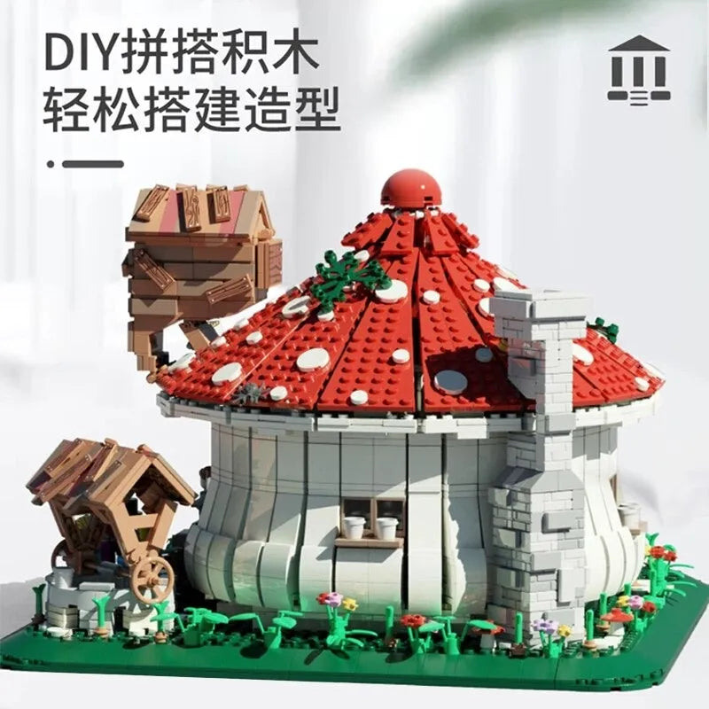 Building Blocks MOC Creator Expert City Mushroom House Bricks Toys - 9