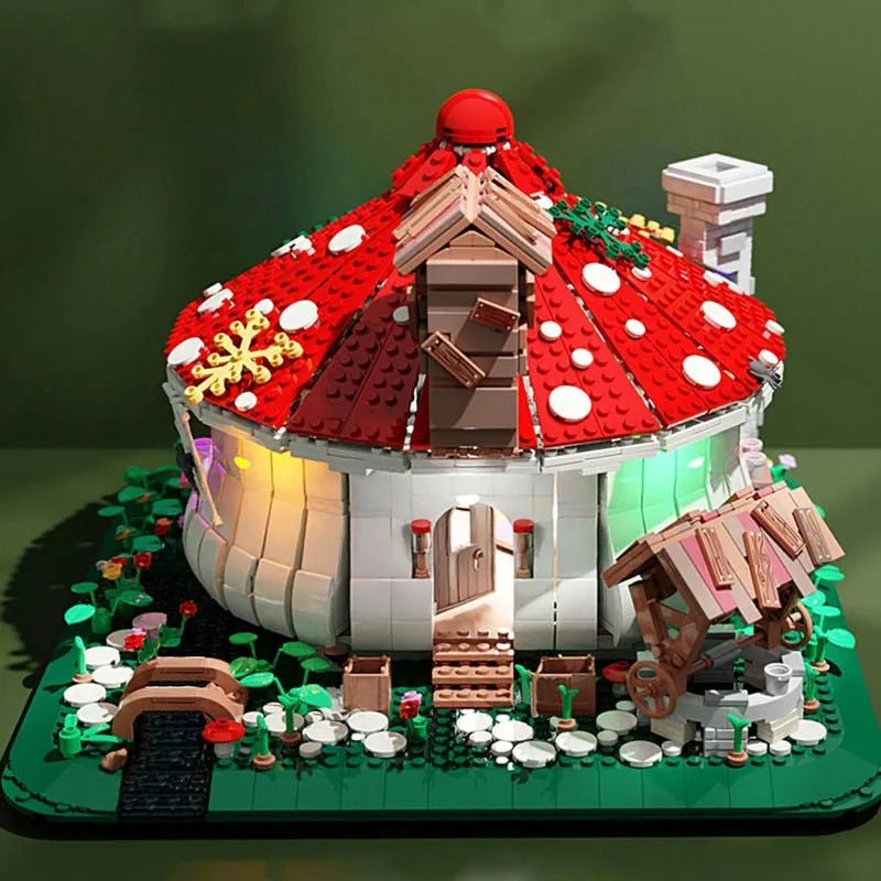 Building Blocks MOC Creator Expert City Mushroom House Bricks Toys - 3