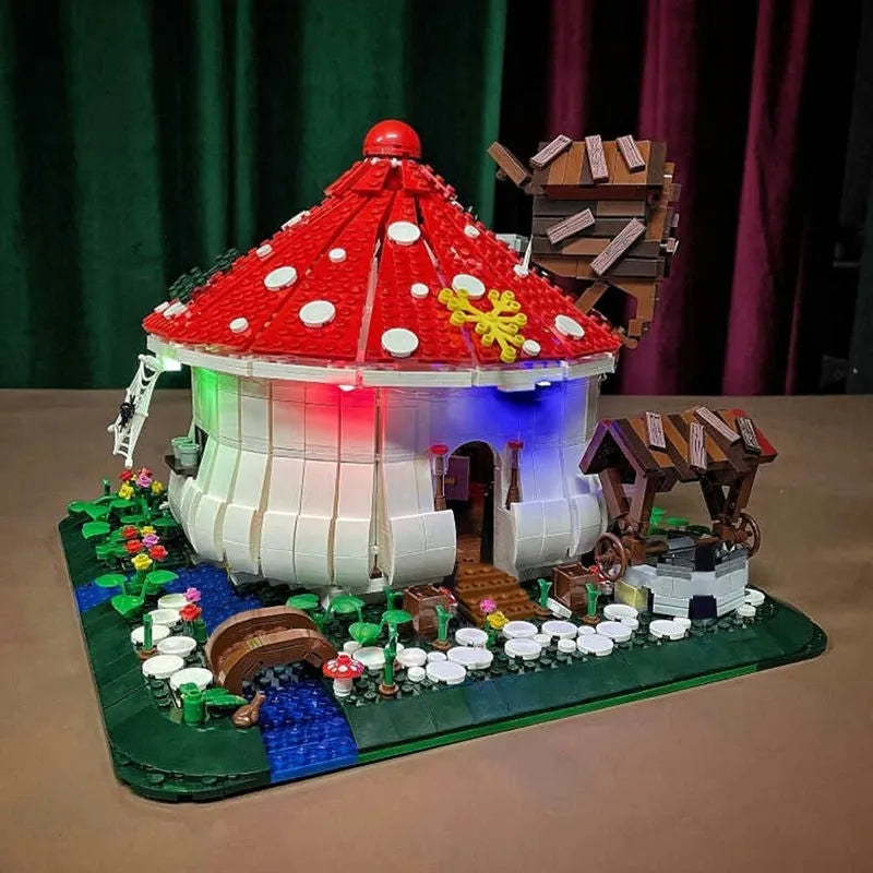 Building Blocks MOC Creator Expert City Mushroom House Bricks Toys - 8