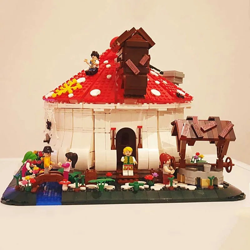 Building Blocks MOC Creator Expert City Mushroom House Bricks Toys - 6
