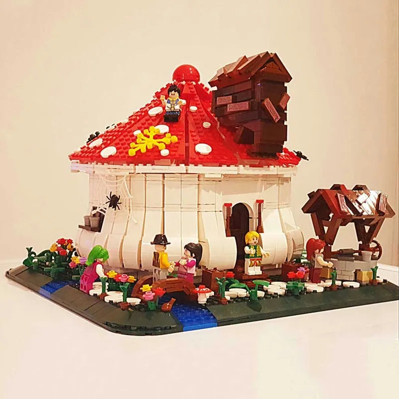 Building Blocks MOC Creator Expert City Mushroom House Bricks Toys - 5