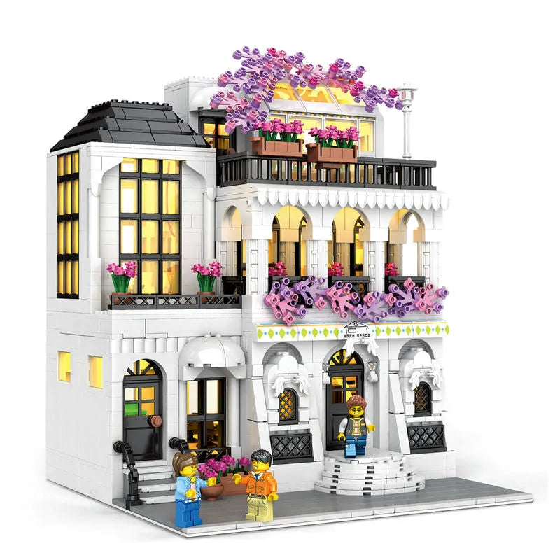 Building Blocks MOC Creator Expert European City Garden Flower Villa Bricks Toy - 1