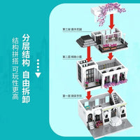 Thumbnail for Building Blocks MOC Creator Expert European City Garden Flower Villa Bricks Toy - 7