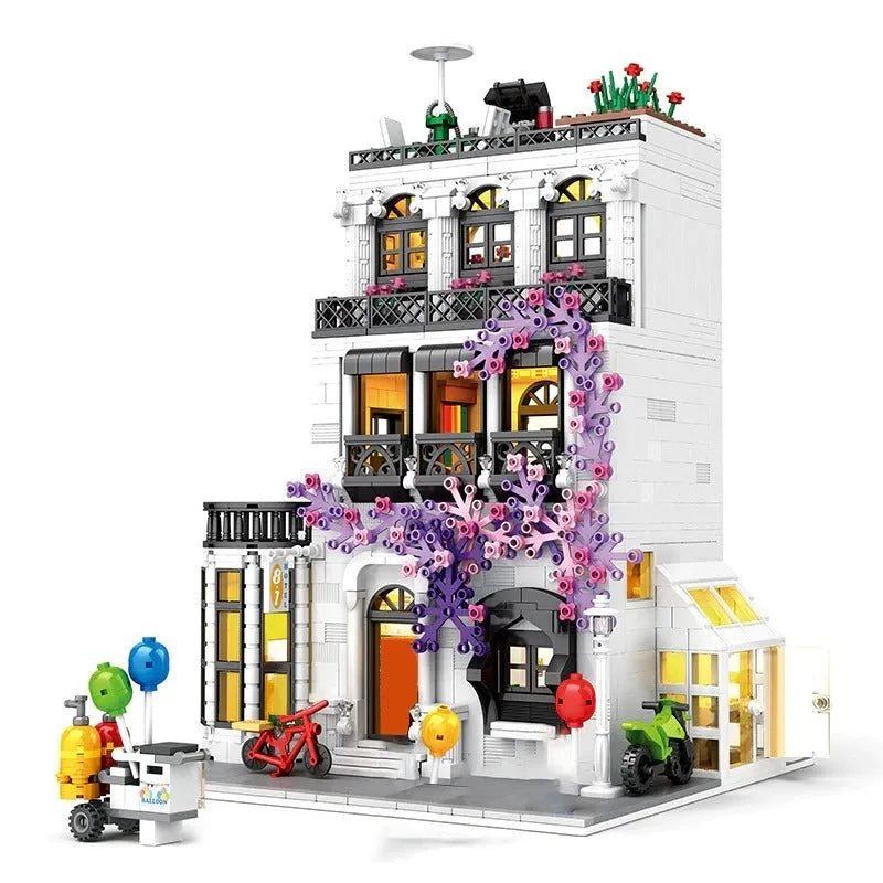 Building Blocks MOC Expert Creator European City Garden Flower House Bricks Toy - 1