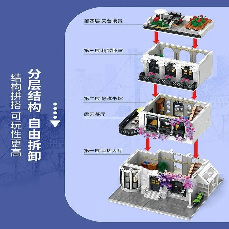 Building Blocks MOC Expert Creator European City Garden Flower House Bricks Toy - 6