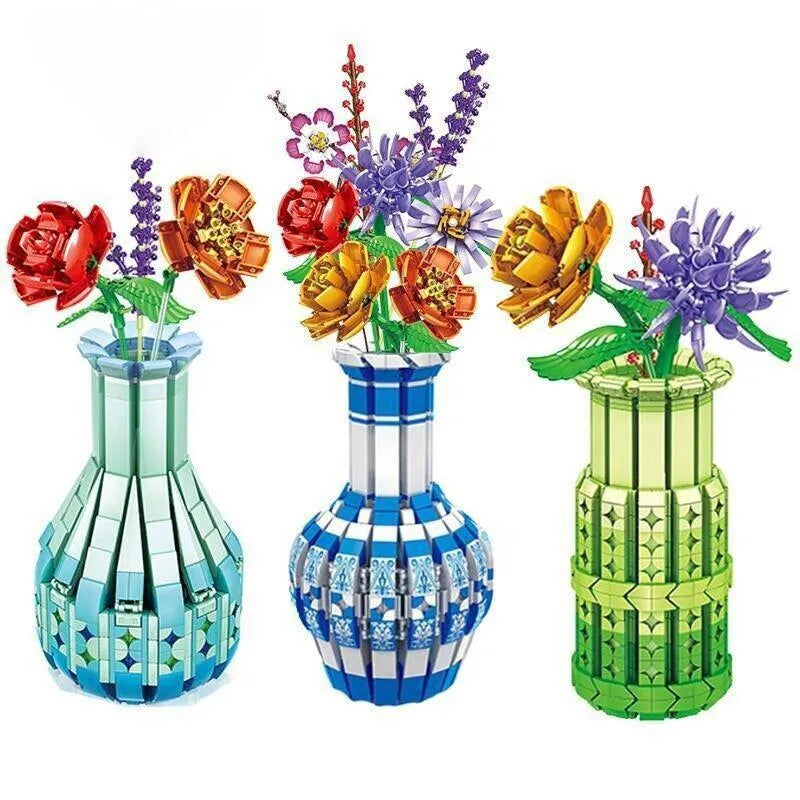 Building Blocks MOC Flowers Bouquet Plants Vase Bricks Pot Kids Toys - 3