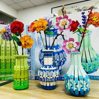 Thumbnail for Building Blocks MOC Flowers Bouquet Plants Vase Bricks Pot Kids Toys - 6