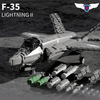 Thumbnail for Building Blocks MOC Military Aircraft F-35 Lightning Stealth Jet Bricks Toy - 4