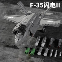 Thumbnail for Building Blocks MOC Military Aircraft F-35 Lightning Stealth Jet Bricks Toy - 2
