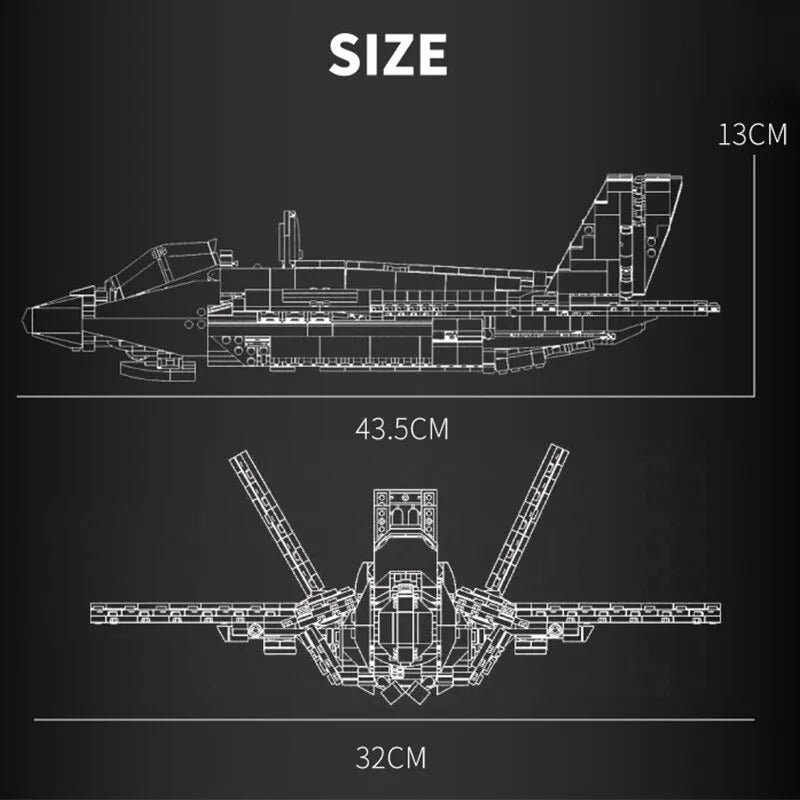 Building Blocks MOC Military Aircraft F-35 Lightning Stealth Jet Bricks Toy - 6
