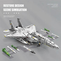 Thumbnail for Building Blocks MOC Military Aircraft F15E Jet Fighter Plane Bricks Toys - 3