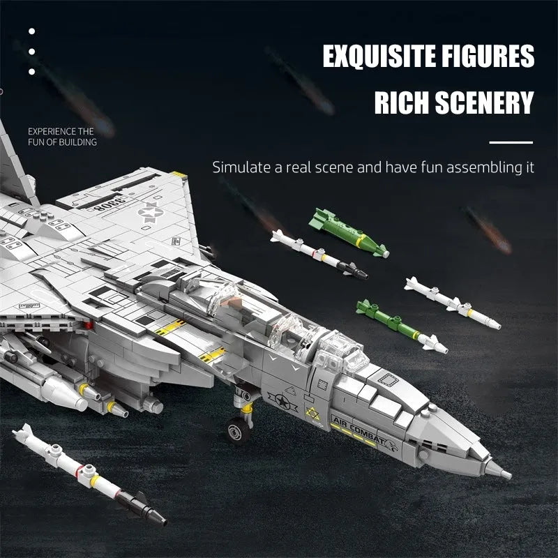 Building Blocks MOC Military Aircraft F15E Jet Fighter Plane Bricks Toys - 4