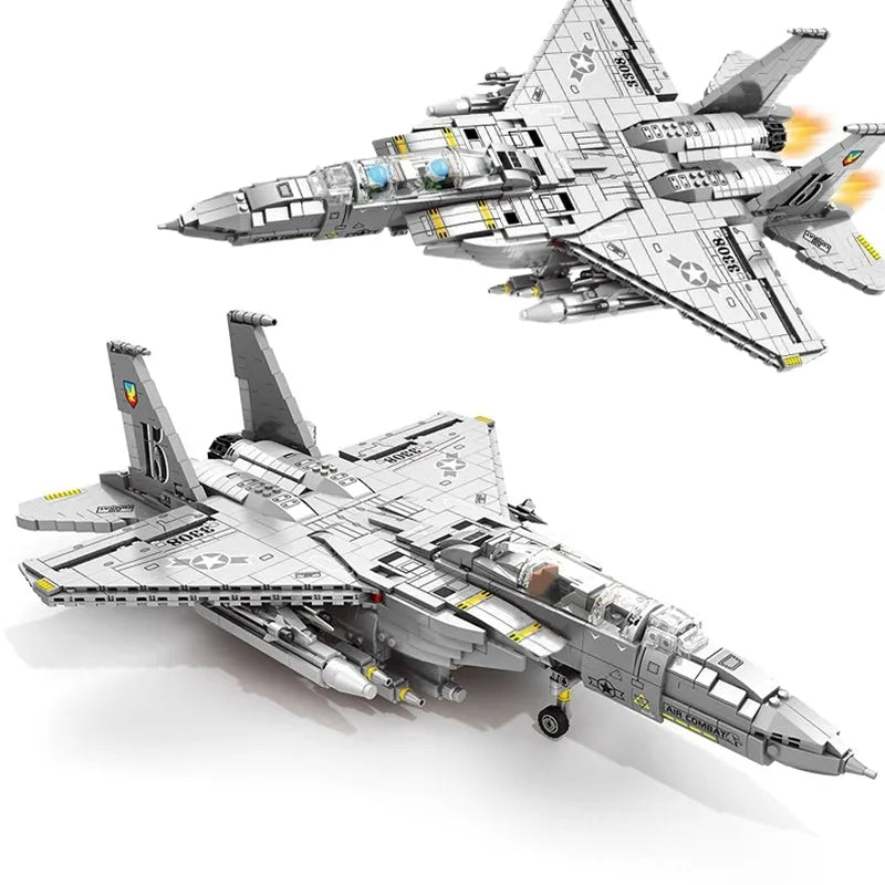 Building Blocks MOC Military Aircraft F15E Jet Fighter Plane Bricks Toys - 1