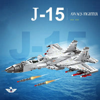 Thumbnail for Building Blocks MOC Military Aircraft J - 15 Fighter Jet Bricks Toy - 3