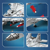 Thumbnail for Building Blocks MOC Military Aircraft J - 15 Fighter Jet Bricks Toy - 5