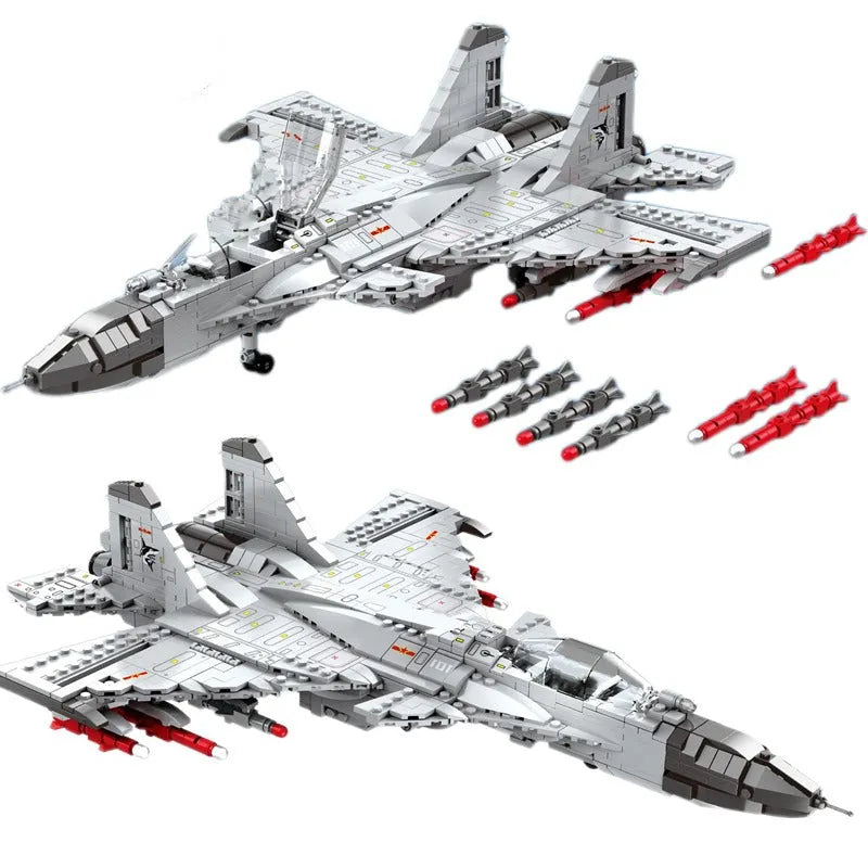 Building Blocks MOC Military Aircraft J - 15 Fighter Jet Bricks Toy - 1