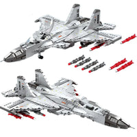 Thumbnail for Building Blocks MOC Military Aircraft J-15 Fighter Jet Bricks Toy Construction Set Toys - 1