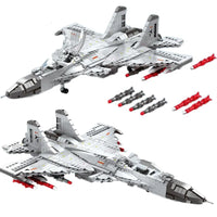 Thumbnail for Building Blocks MOC Military Aircraft J - 15 Fighter Jet Bricks Toy - 1