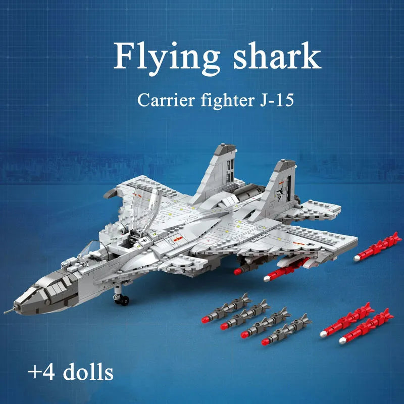 Building Blocks MOC Military Aircraft J - 15 Fighter Jet Bricks Toy - 2