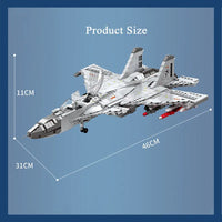 Thumbnail for Building Blocks MOC Military Aircraft J - 15 Fighter Jet Bricks Toy - 6