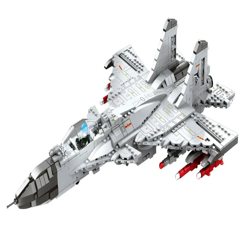 Building Blocks MOC Military Aircraft J - 15 Fighter Jet Bricks Toy - 8