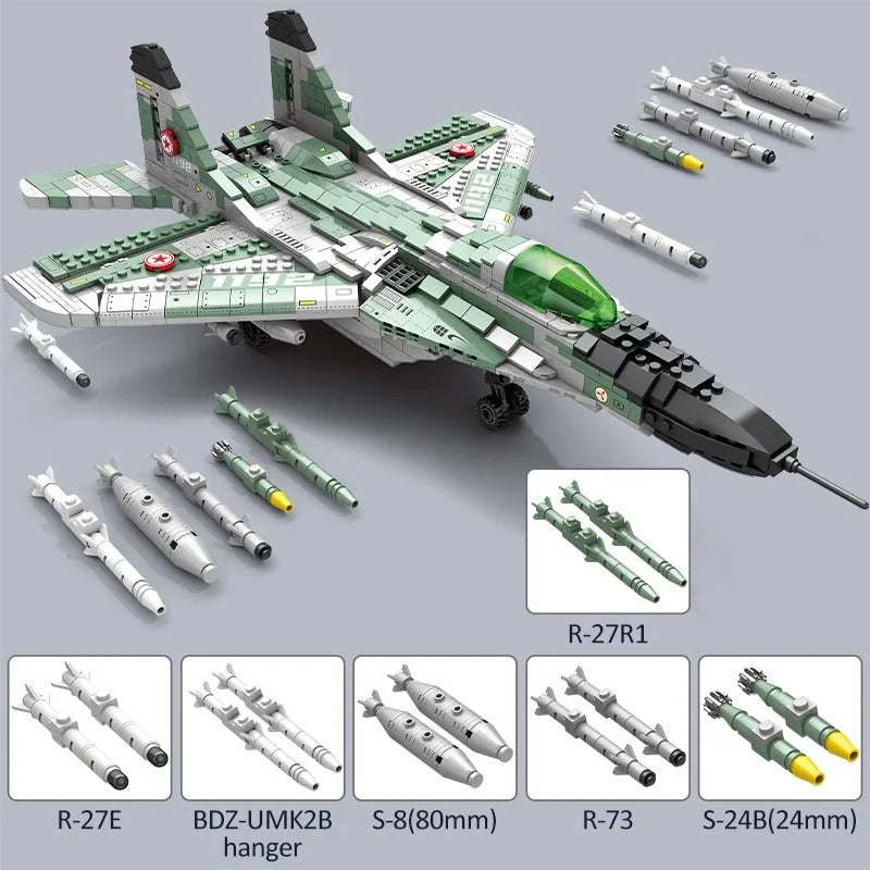 Building Blocks MOC Military Aircraft MIG 29 Fighter Jet Plane Bricks Toy - 3