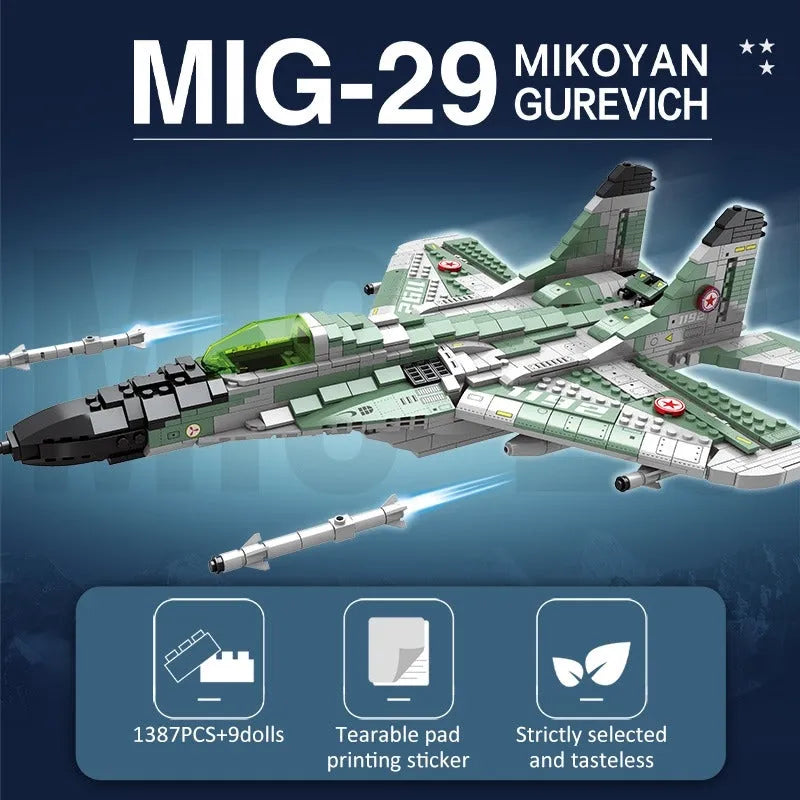 Building Blocks MOC Military Aircraft MIG 29 Fighter Jet Plane Bricks Toy - 2