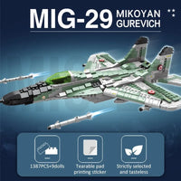 Thumbnail for Building Blocks MOC Military Aircraft MIG 29 Fighter Jet Plane Bricks Toy - 2