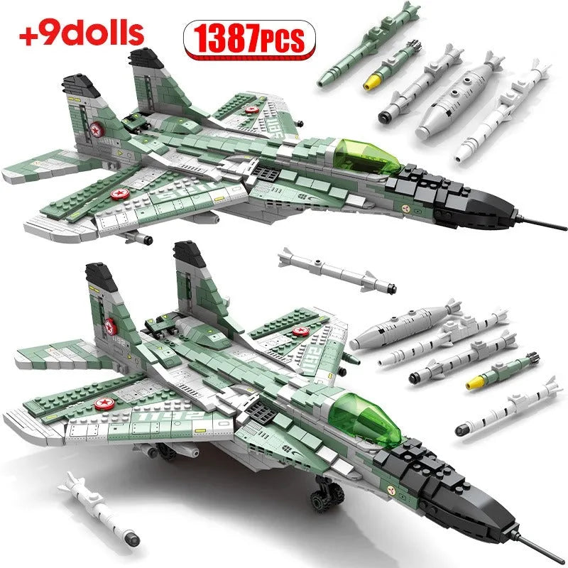 Building Blocks MOC Military Aircraft MIG 29 Fighter Jet Plane Bricks Toy Construction Set Toys - 5