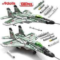 Thumbnail for Building Blocks MOC Military Aircraft MIG 29 Fighter Jet Plane Bricks Toy - 5