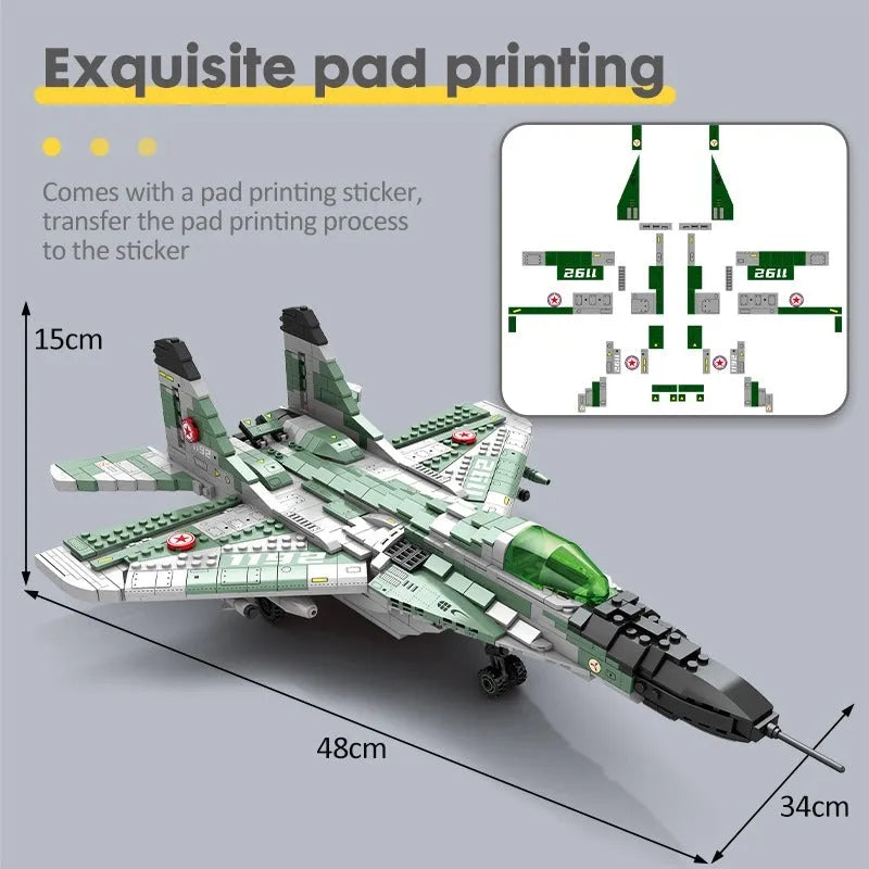 Building Blocks MOC Military Aircraft MIG 29 Fighter Jet Plane Bricks Toy - 6