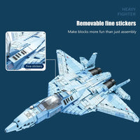 Thumbnail for Building Blocks MOC Military Aircraft SU - 57 Heavy Fighter Jet Bricks Toy - 3