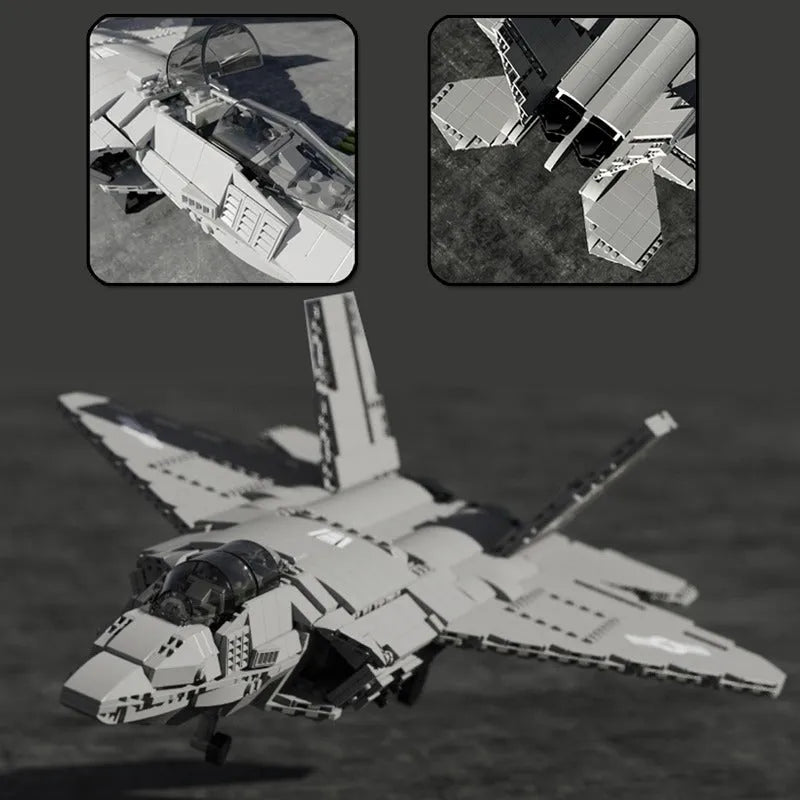 Building Blocks MOC Military F-22 Raptor Stealth Aircraft Bricks Toy - 6