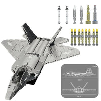 Thumbnail for Building Blocks MOC Military F - 22 Raptor Stealth Aircraft Bricks Toy - 2