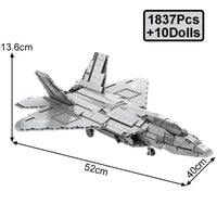 Thumbnail for Building Blocks MOC Military F-22 Raptor Stealth Aircraft Bricks Toy - 8