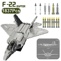Thumbnail for Building Blocks MOC Military F - 22 Raptor Stealth Aircraft Bricks Toy - 3