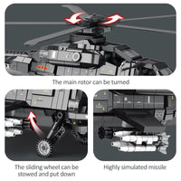 Thumbnail for Building Blocks MOC Military WZ - 10 Gunship Attack Helicopter Bricks Toy - 10