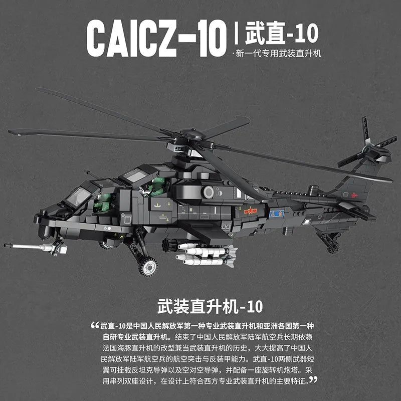 Building Blocks MOC Military WZ - 10 Gunship Attack Helicopter Bricks Toy - 2