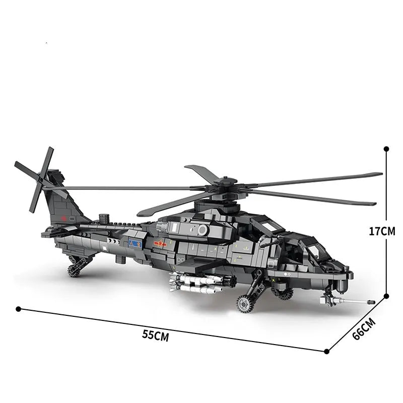 Building Blocks MOC Military WZ - 10 Gunship Attack Helicopter Bricks Toy - 5
