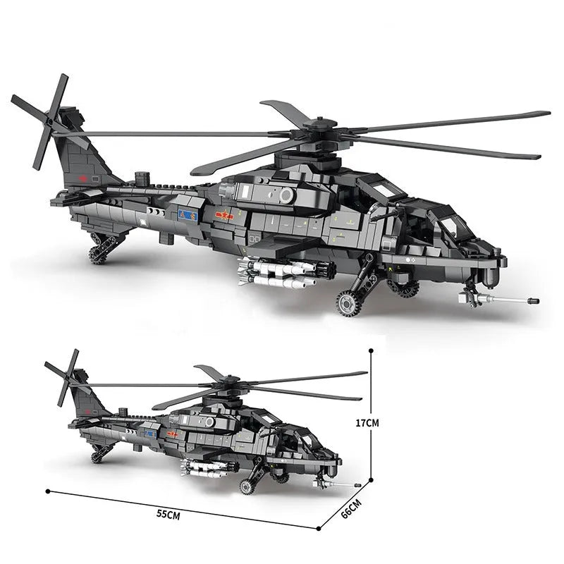 Building Blocks MOC Military WZ - 10 Gunship Attack Helicopter Bricks Toy - 6